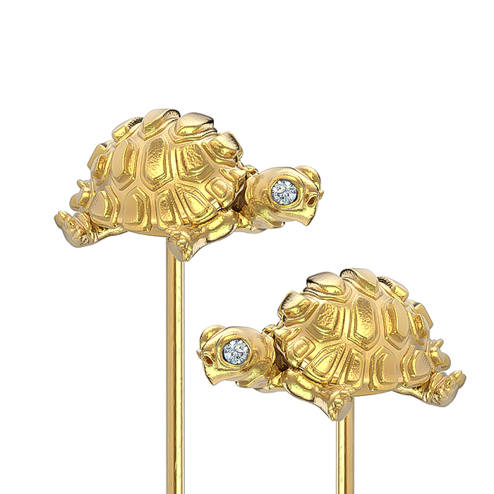 Madagascar Tortoise Diamond Earring Studs