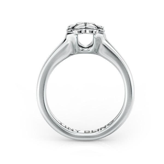 Paw Print Diamond Solitaire Love Ring