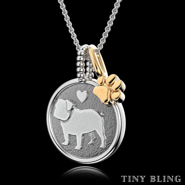 English Bulldog Doggy Disk Charm - TINY BLING