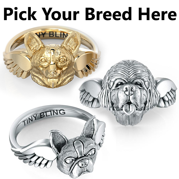 All Dog Breeds- Angel Wings Memorial Ring