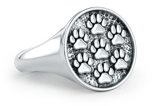 Mini Paw Prints Classic Round Signet Ring