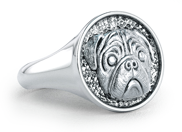 Pug Classic Round Signet Ring