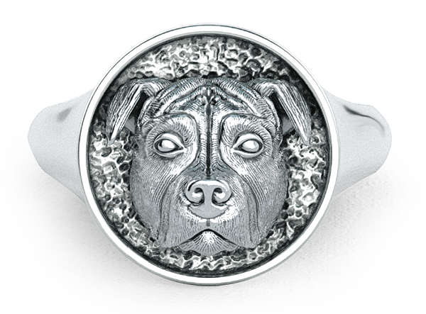 Pit Bull Classic Round Signet Ring Title