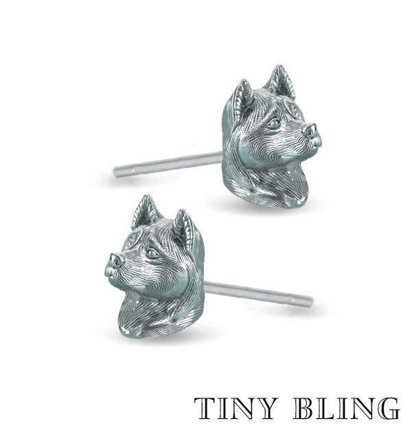 Akita Face Earring Studs - TINY BLING