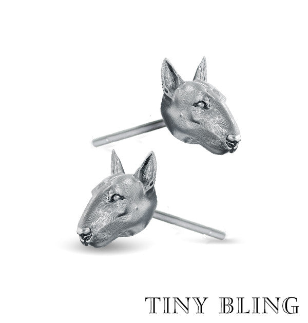 Bull Terrier Face Earring Studs - TINY BLING