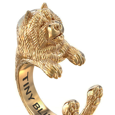 Chow Chow Breed Jewelry Cuddle Wrap Ring - TINY BLING