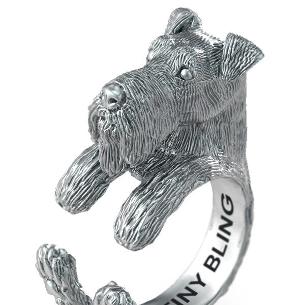 Airedale Terrier Breed Jewelry Cuddle Wrap Ring - TINY BLING