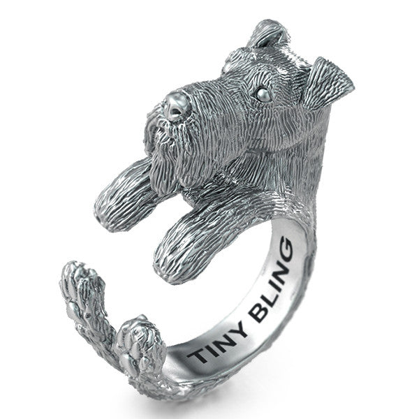 Airedale Terrier Breed Jewelry Cuddle Wrap Ring - TINY BLING