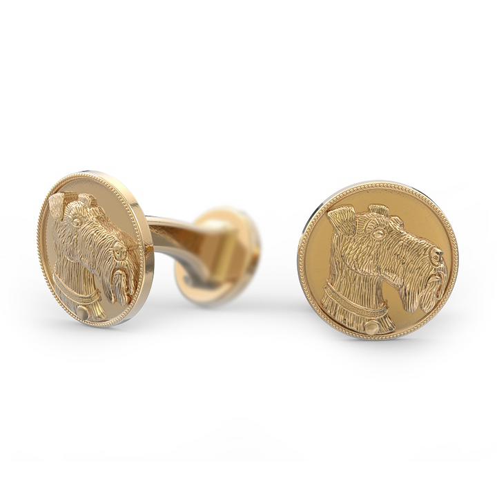 Airedale Terrier Disk Cufflinks - TINY BLING