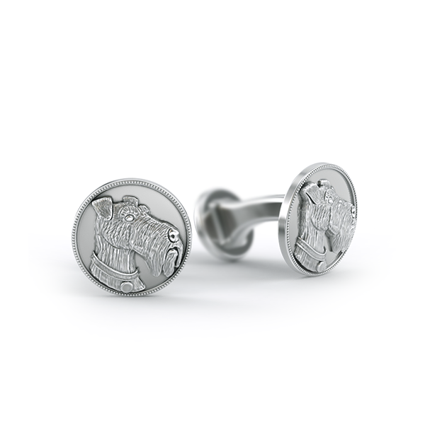 Airedale Terrier Disk Cufflinks - TINY BLING