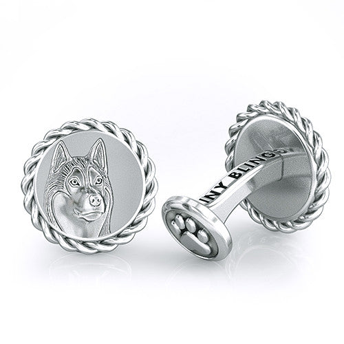 Siberian Husky Embossed Dapper Cufflinks