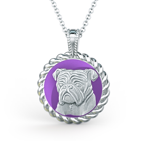 English Bulldog Posh Puppy Enamel Necklace