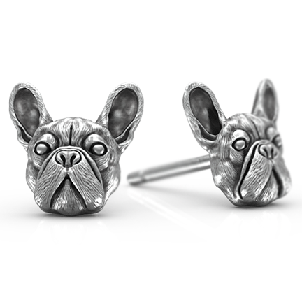 French Bulldog Breed Jewelry Puppy Face Earring Studs - TINY BLING