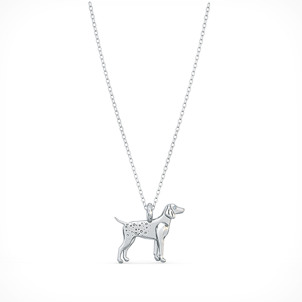 German Pointer Mini Pups  Diamond Necklace 14k White Gold