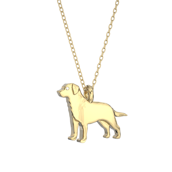 Labrador Retriever Mini Pups Diamond Necklace-14k gold