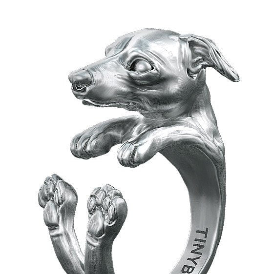 Greyhound Breed Jewelry Cuddle Wrap Ring - TINY BLING