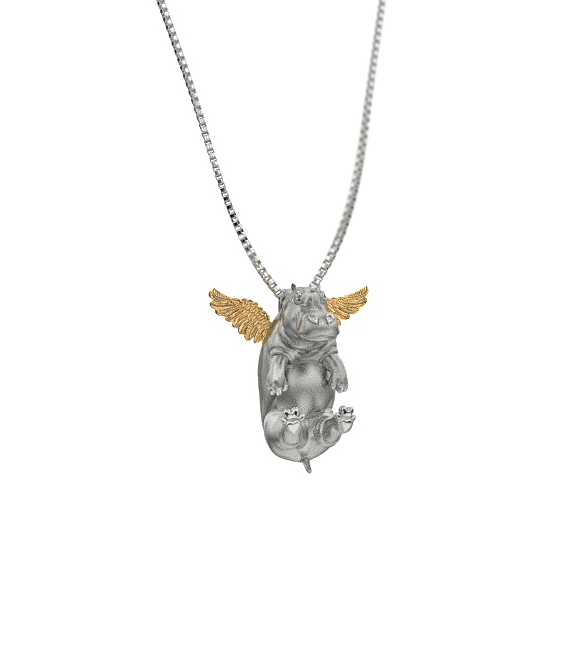 Happy Angel Hippo Diamond Necklace