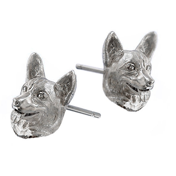 Corgi Puppy Face Earring Studs