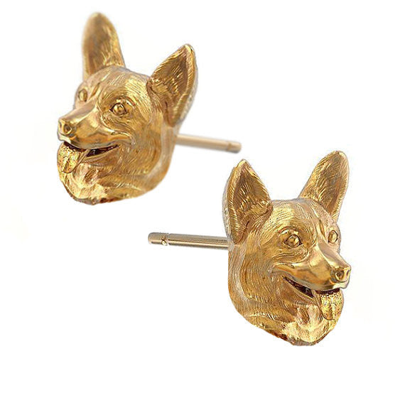 Corgi Puppy Face Earring Studs