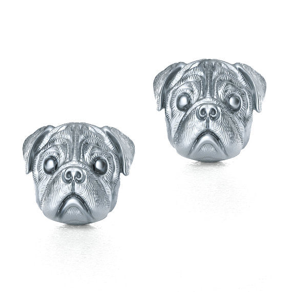 Pug Breed Jewelry Puppy Face Earring Studs - TINY BLING
