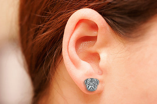 Pug Breed Jewelry Puppy Face Earring Studs - TINY BLING
