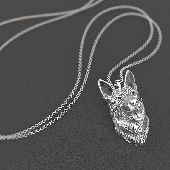 German Shepherd Breed Jewelry Face Pendant - TINY BLING