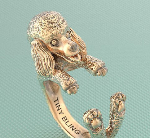 Poodle Breed Jewelry Cuddle Wrap Ring - TINY BLING