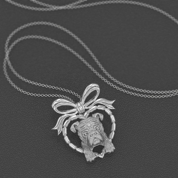 English Bulldog Breed Jewelry Puppy Love Heart Pendant - TINY BLING