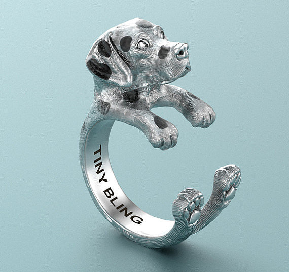 Dalmatian Breed Jewelry Cuddle Wrap Ring - TINY BLING