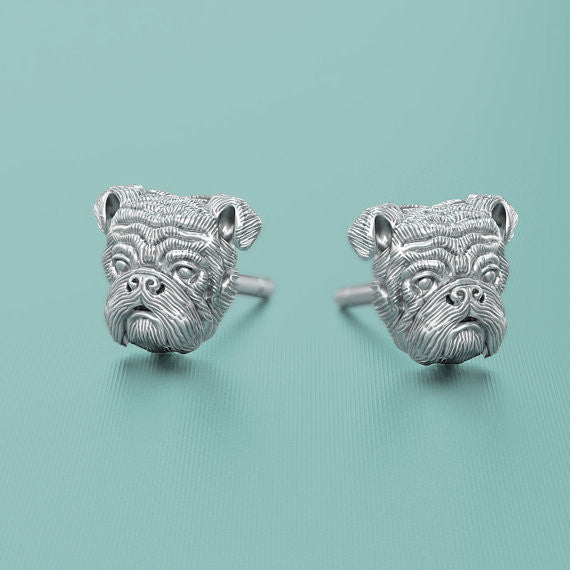 English Bulldog Jewelry Puppy Face Earring Studs - TINY BLING