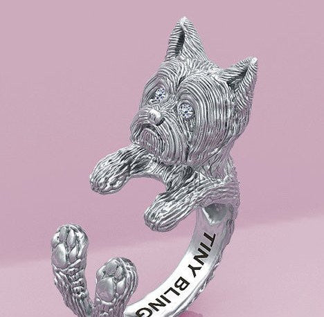 Yorkshire Terrier Breed Diamond Jewelry Cuddle Wrap Ring