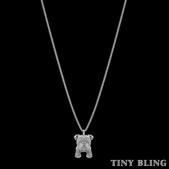 English Bulldog Breed Jewelry Puppy Face Charm - TINY BLING