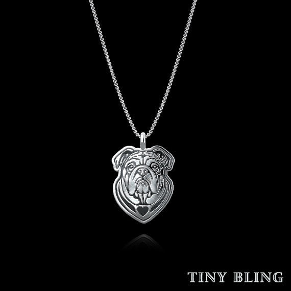 English Bulldog Breed Jewelry Necklace - TINY BLING