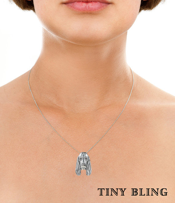 Basset Hound Breed Jewelry Face Pendant - TINY BLING