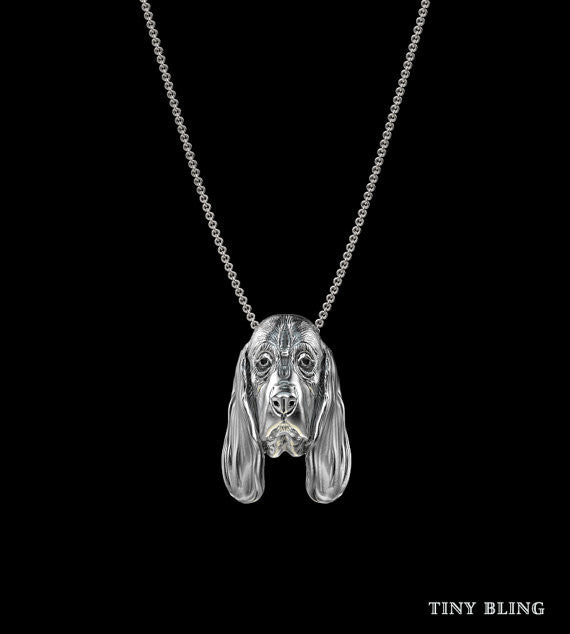 Basset Hound Breed Jewelry Face Pendant - TINY BLING