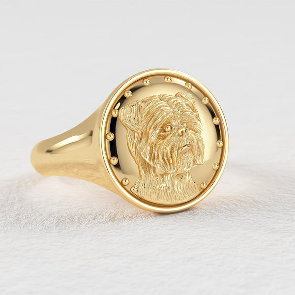 Affenpinscher Breed Classic Round Signet Ring