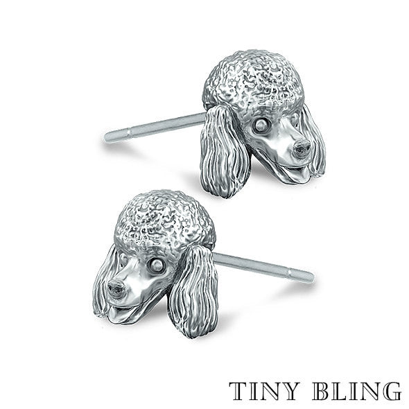 Poodle Puppy Face Earring Studs - TINY BLING