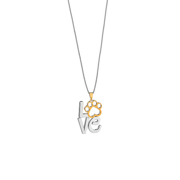 Love Heart Paw Print Pendant - TINY BLING