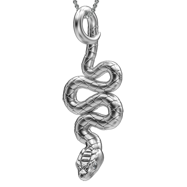 Diamond Snake Charmer Pendant and Necklace - TINY BLING