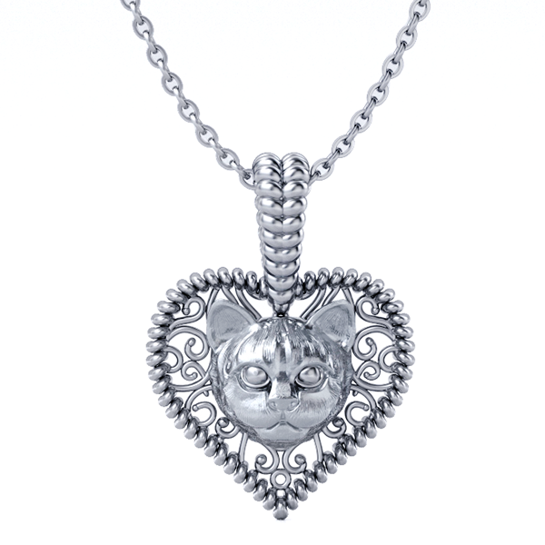 Cat Love Heart Pendant