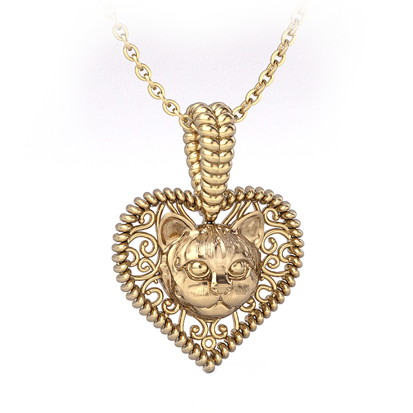 Cat Love Heart Pendant