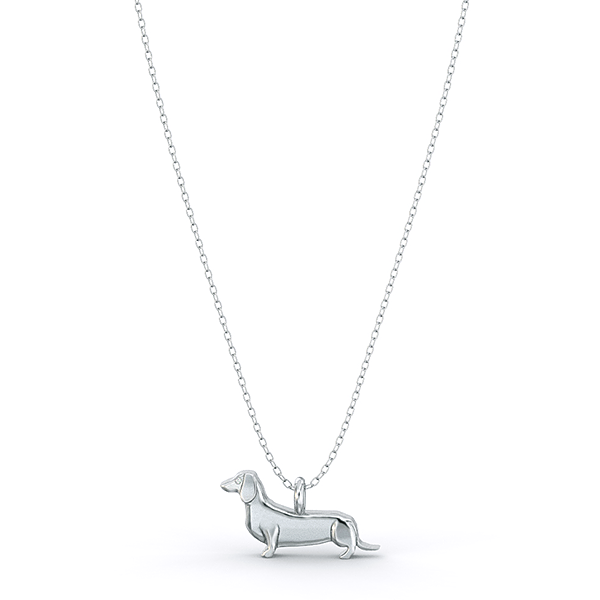 Dachshund  Mini Pups  Diamond Necklace White Gold