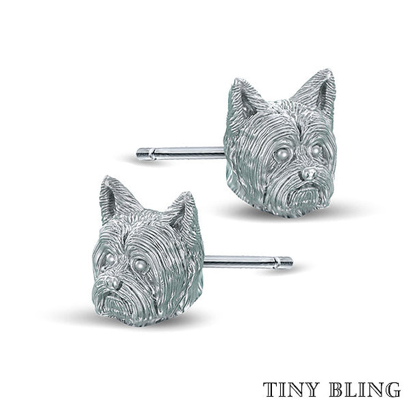 Yorkshire Terrier Face Earring Studs - TINY BLING